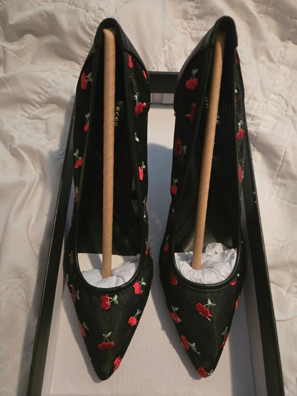 BCBGeneration Black Cherry Embroidered Pointed Toe Pumps